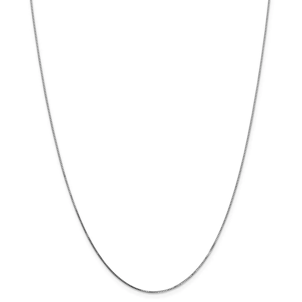 0.7mm, 14k White Gold, Box Chain Necklace