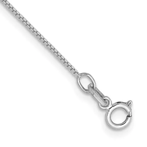 0.7mm, 14k White Gold, Box Chain Necklace