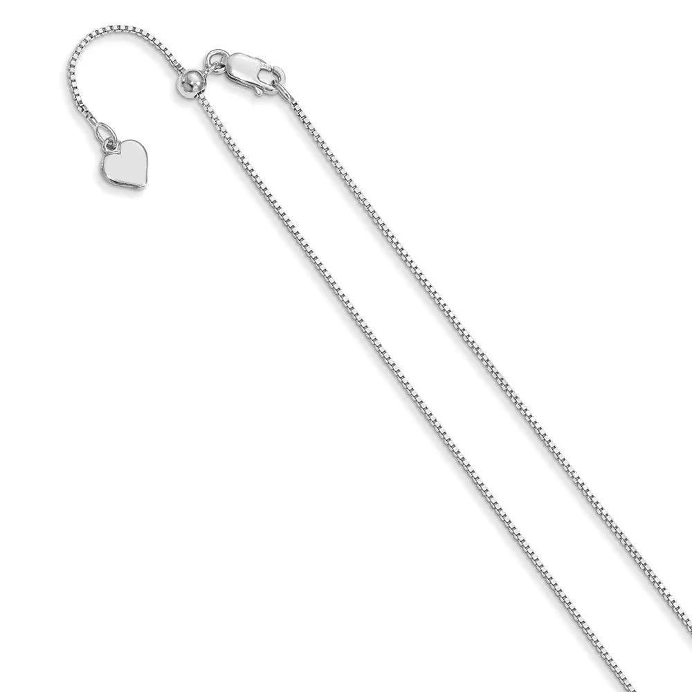 0.8mm Sterling Silver Adjustable Box Chain Necklace