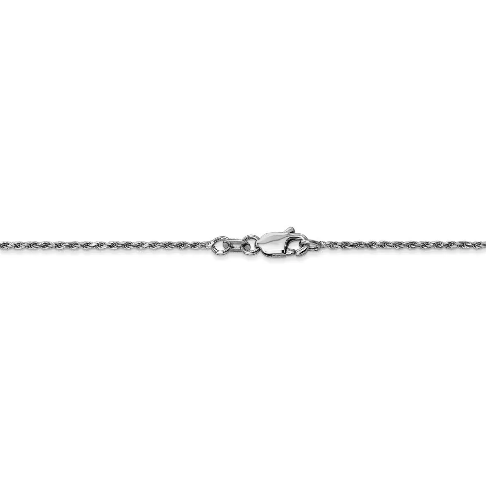 1.2mm, 10k White Gold Diamond Cut Solid Rope Chain Anklet or Bracelet