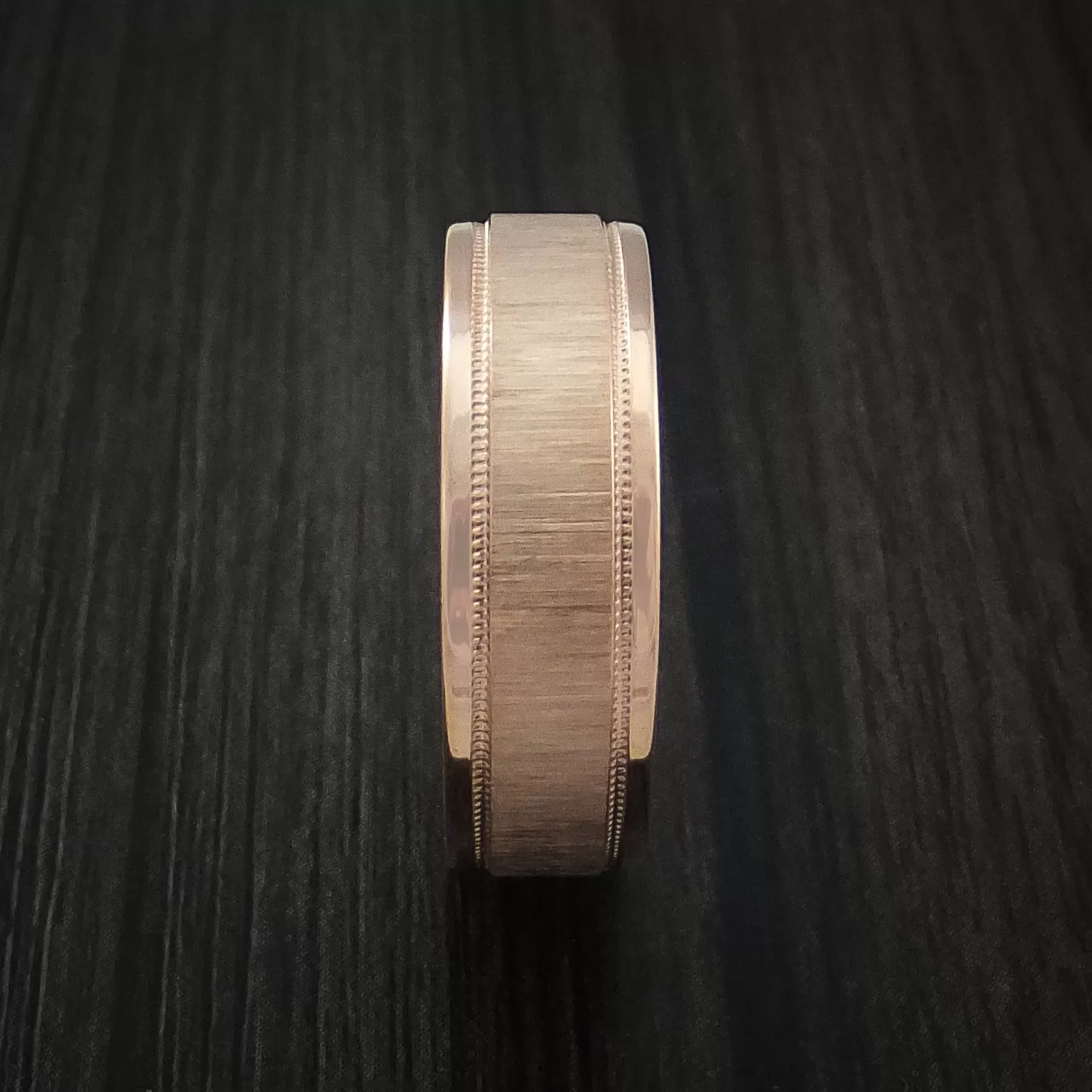 14K Rose Gold Classic Millgrain Style Wedding Men's Band Custom Made