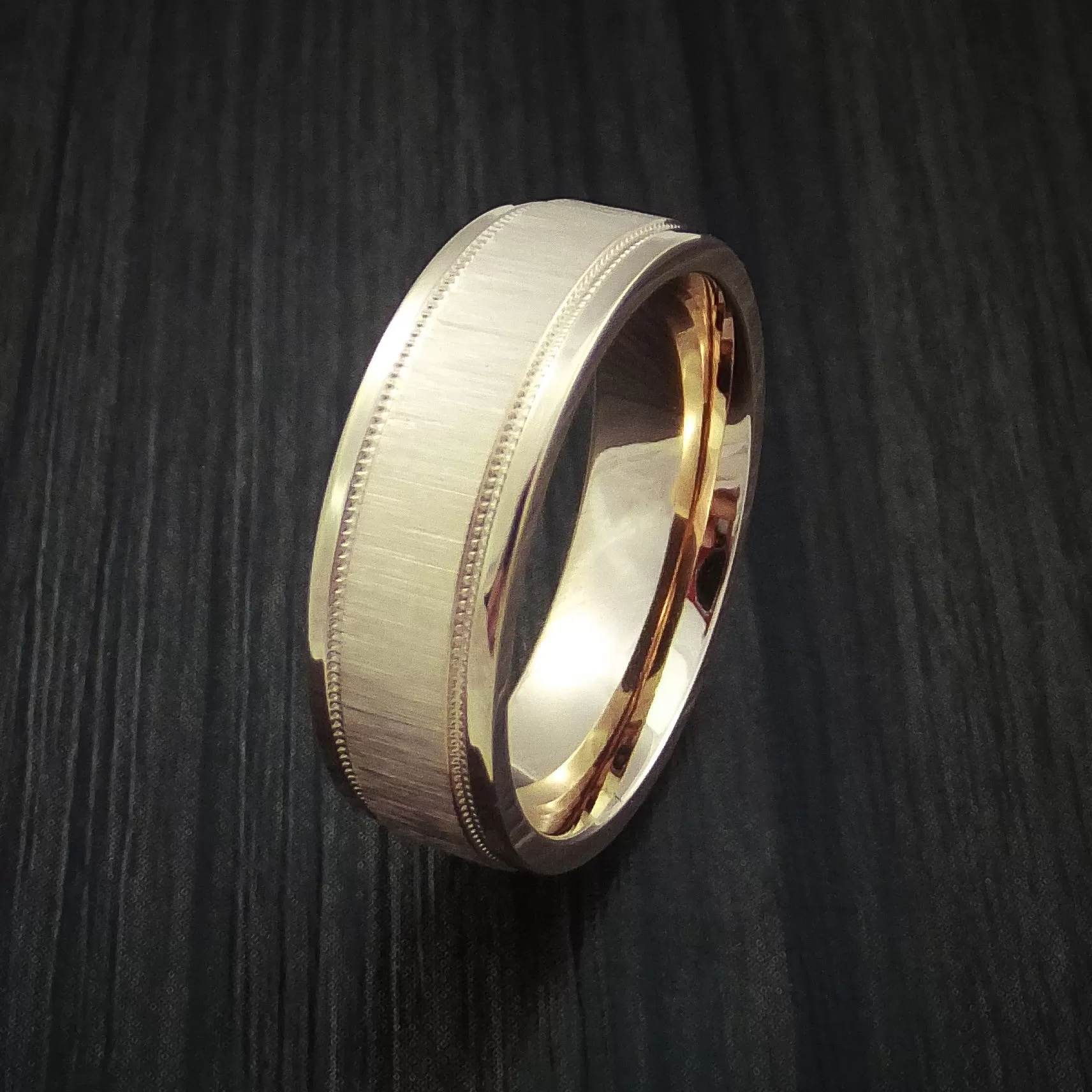 14K Rose Gold Classic Millgrain Style Wedding Men's Band Custom Made