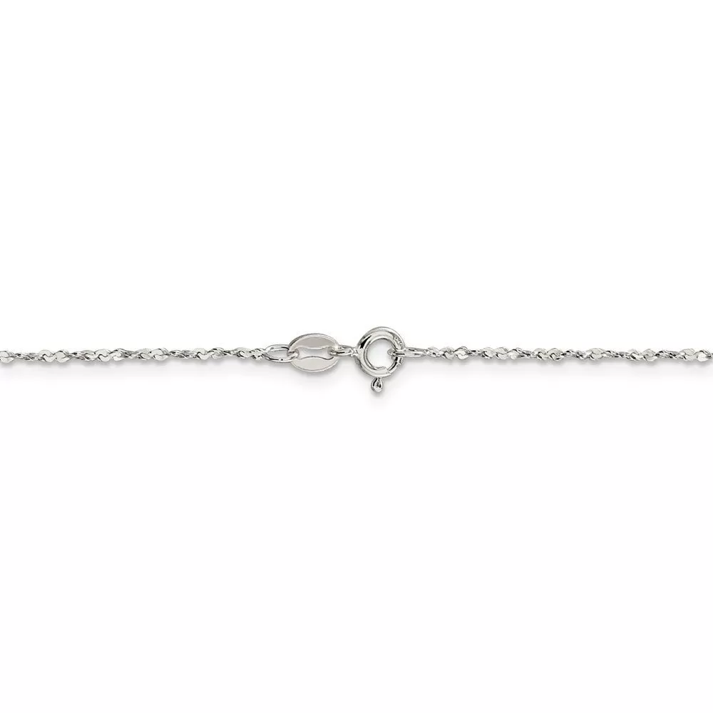 1.4mm Sterling Silver, Twisted Serpentine Chain Necklace