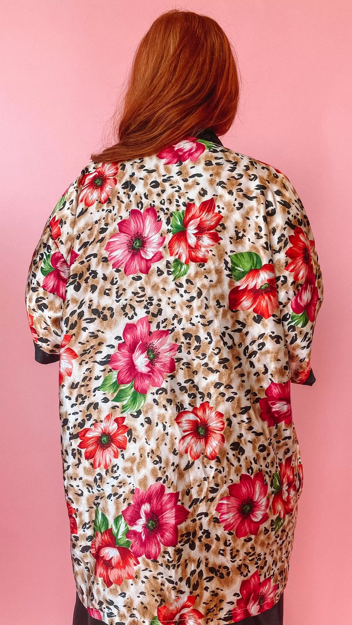 1990s Floral Cheetah Print Robe, sz. L