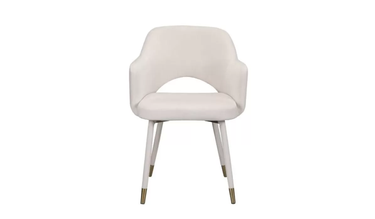 22" Cream Velvet And Gold Solid Color Parsons Chair By Homeroots