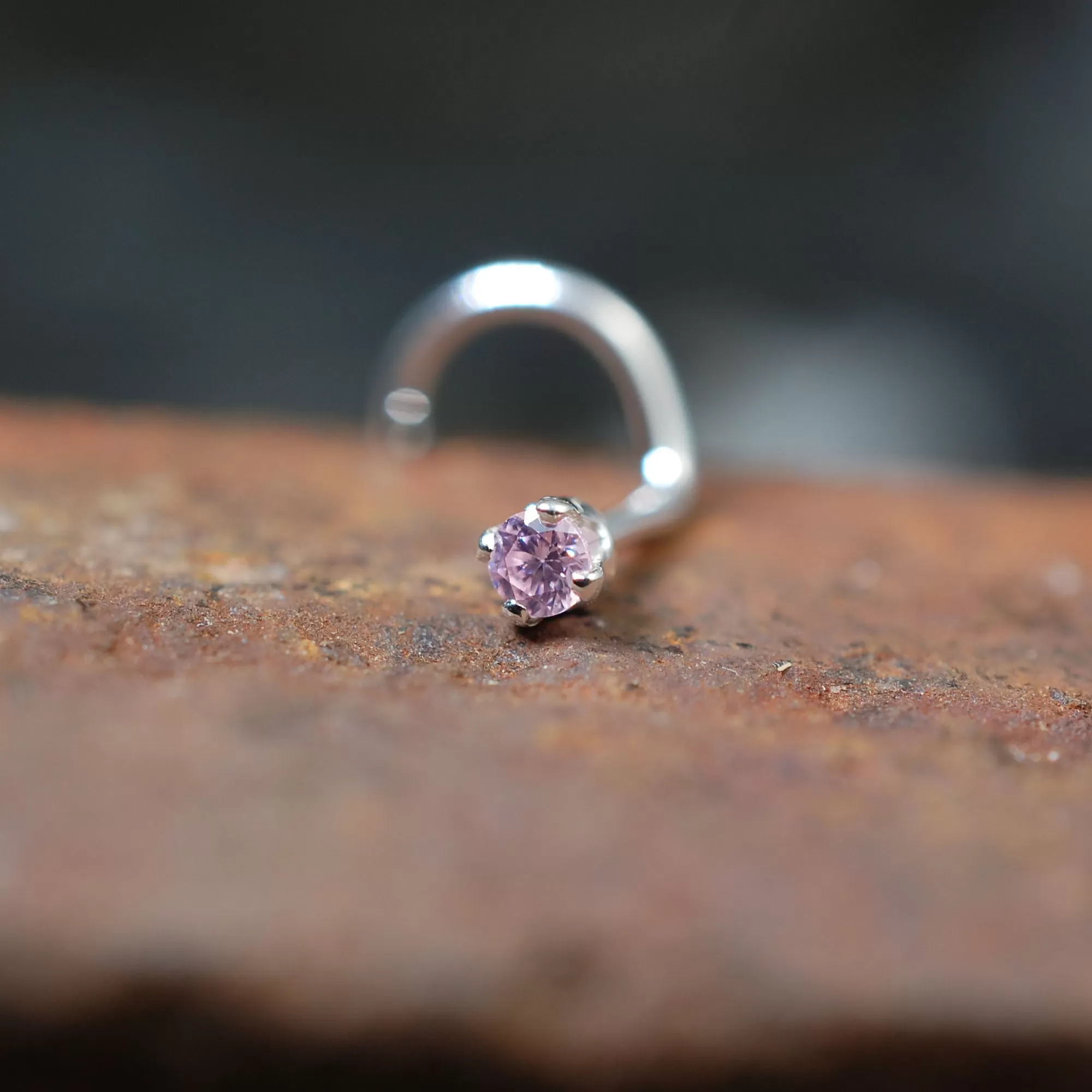 2mm Pink Zirconia Nose Stud