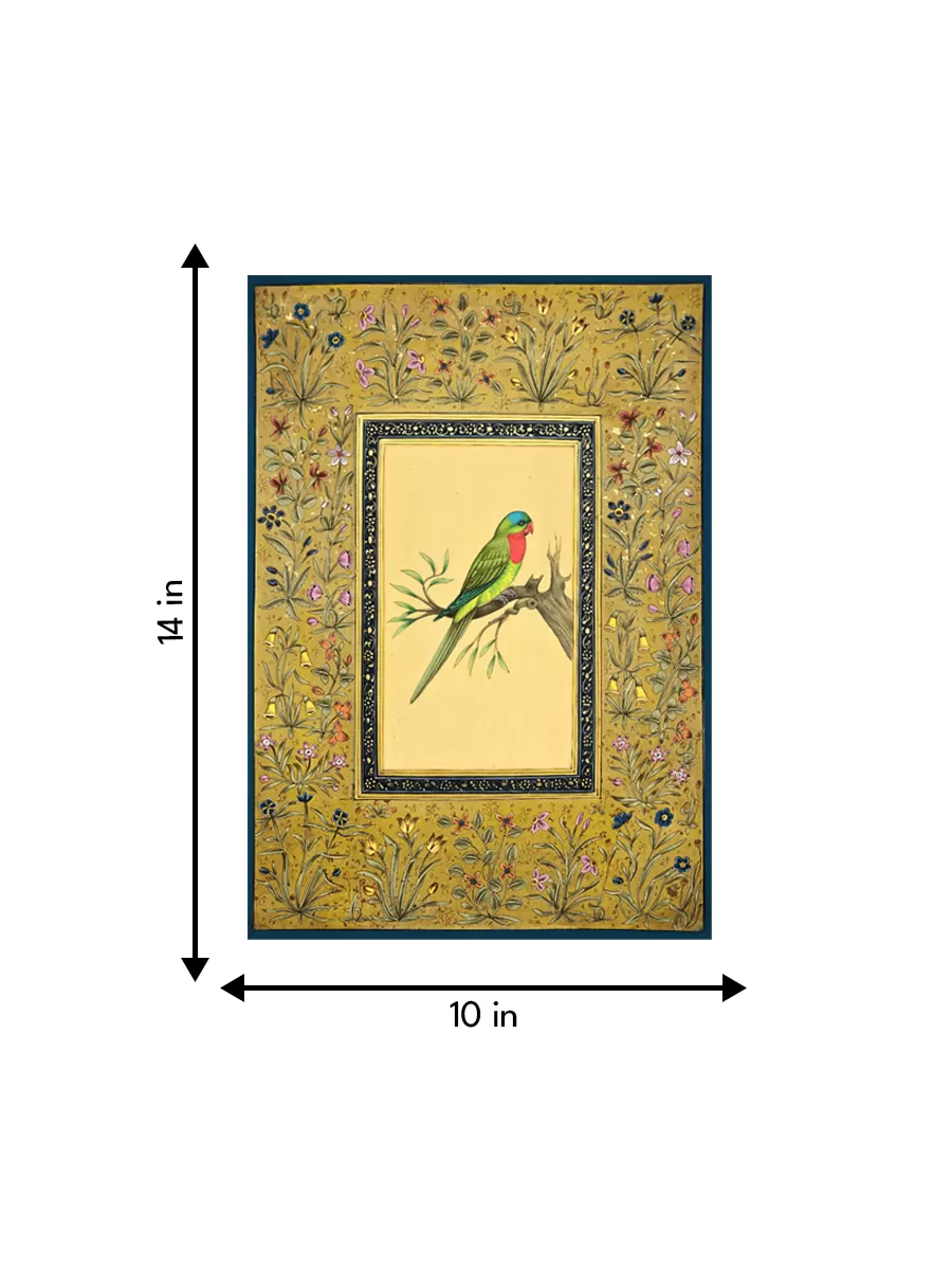 A Colorful Parrot in Miniature Painting by Mohan Prajapati