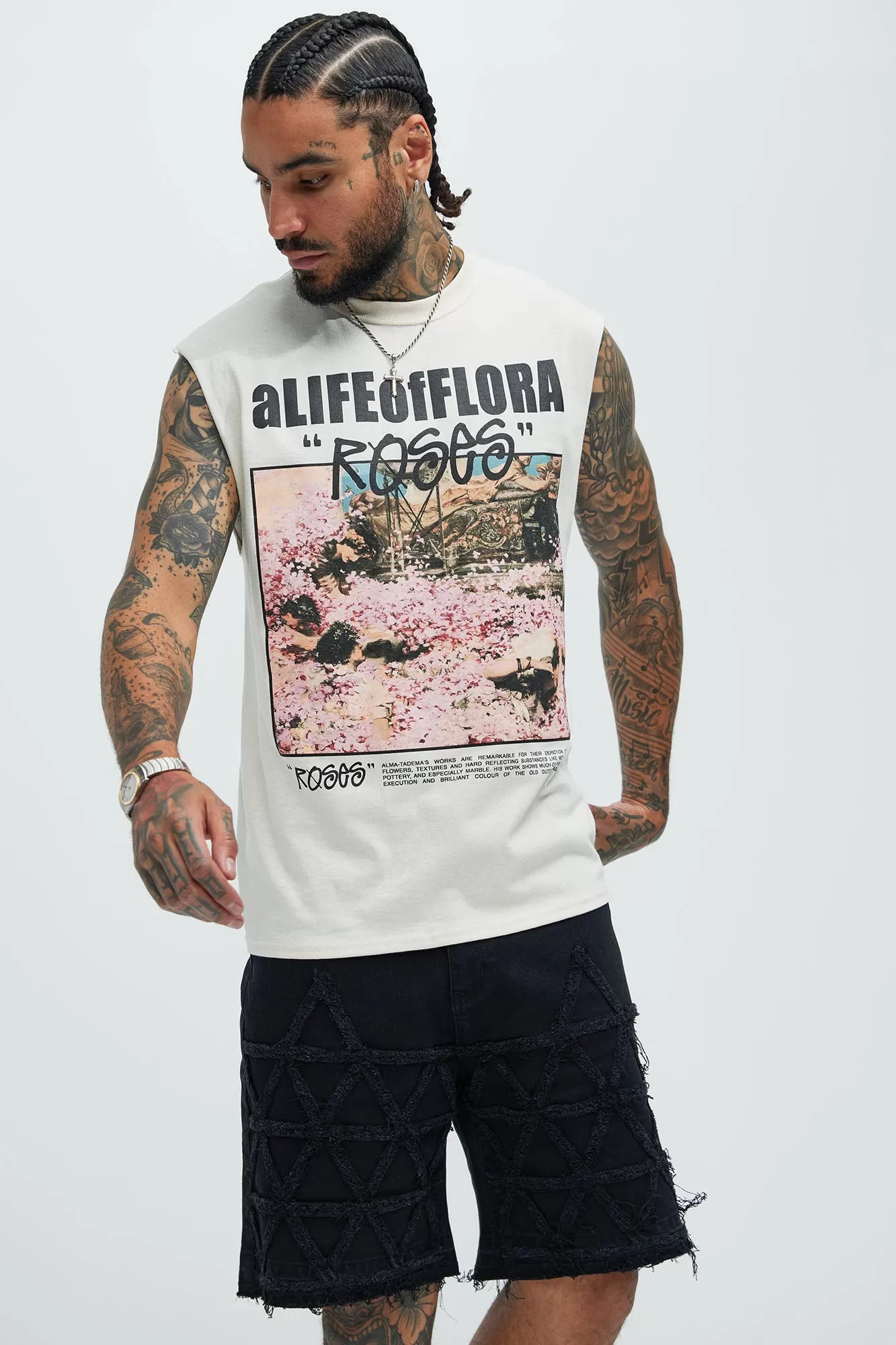 A Life Of Flora Sleeveless Tee - Tan