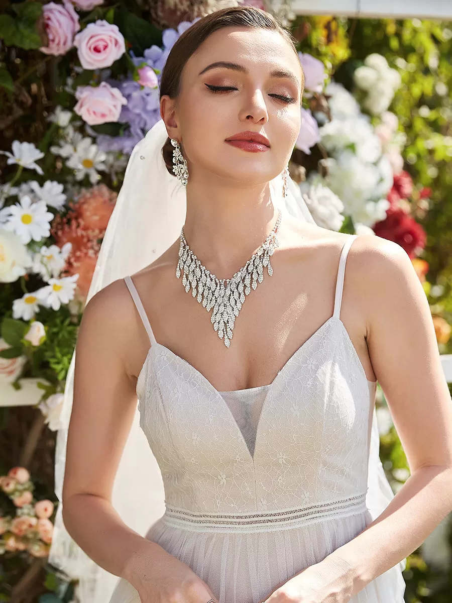 A-Line Wholesale Wedding Dresses with Spaghetti Straps and Deep V-Neck