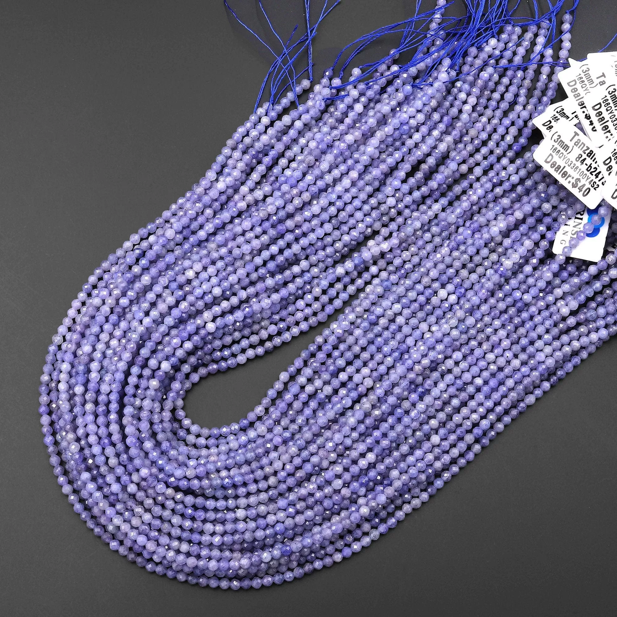 AA Faceted Natural Tanzanite Round Beads 3mm Micro Laser Cut Real Genuine Gemstone 15.5" Strand