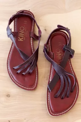 Aubergine Leather Comb Sandals 9.5-10