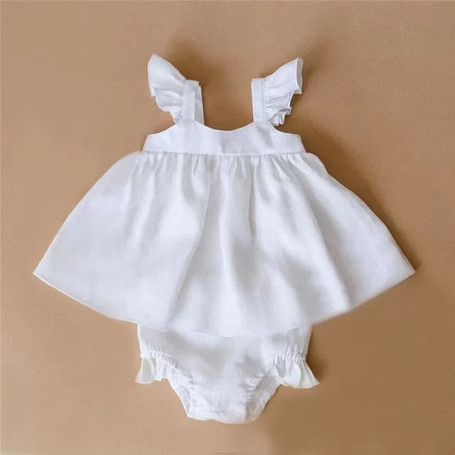 Baby Girl Ruffle Top and Bloomer Set Boho Neutral Style