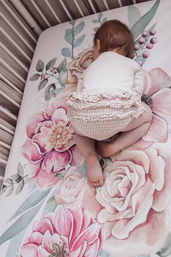 baby luno Bamboo Fitted Cot Sheet - Floral Garden