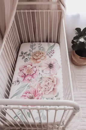 baby luno Bamboo Fitted Cot Sheet - Floral Garden