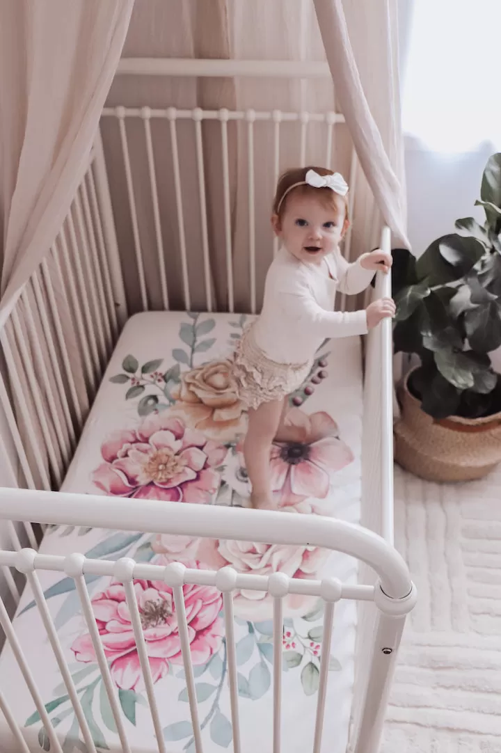 baby luno Bamboo Fitted Cot Sheet - Floral Garden