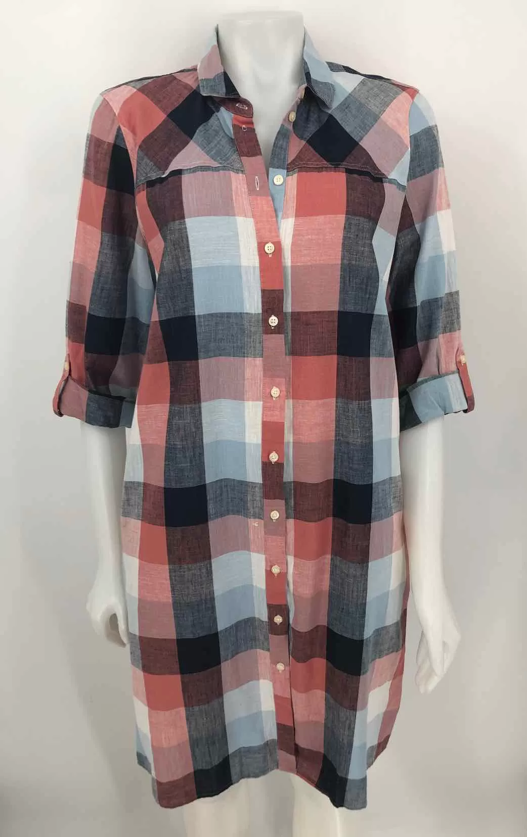 BARBOUR Pink Blue Checkered Longsleeve Size 10  (M) Dress