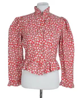 Batsheva Red & Pink Floral Print Top sz 6