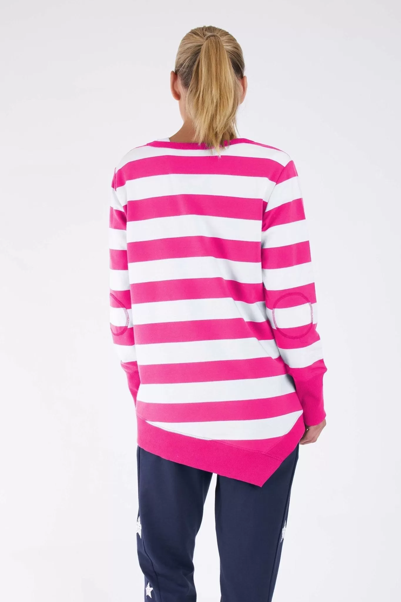 Betty Basics Dolly Sweater in Fuchsia White Stripe