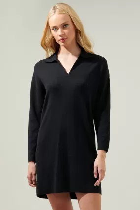 Black Collared Knit Dress