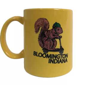 Bloomington Indiana Squirrel on a Bird Mug - Old Yellow