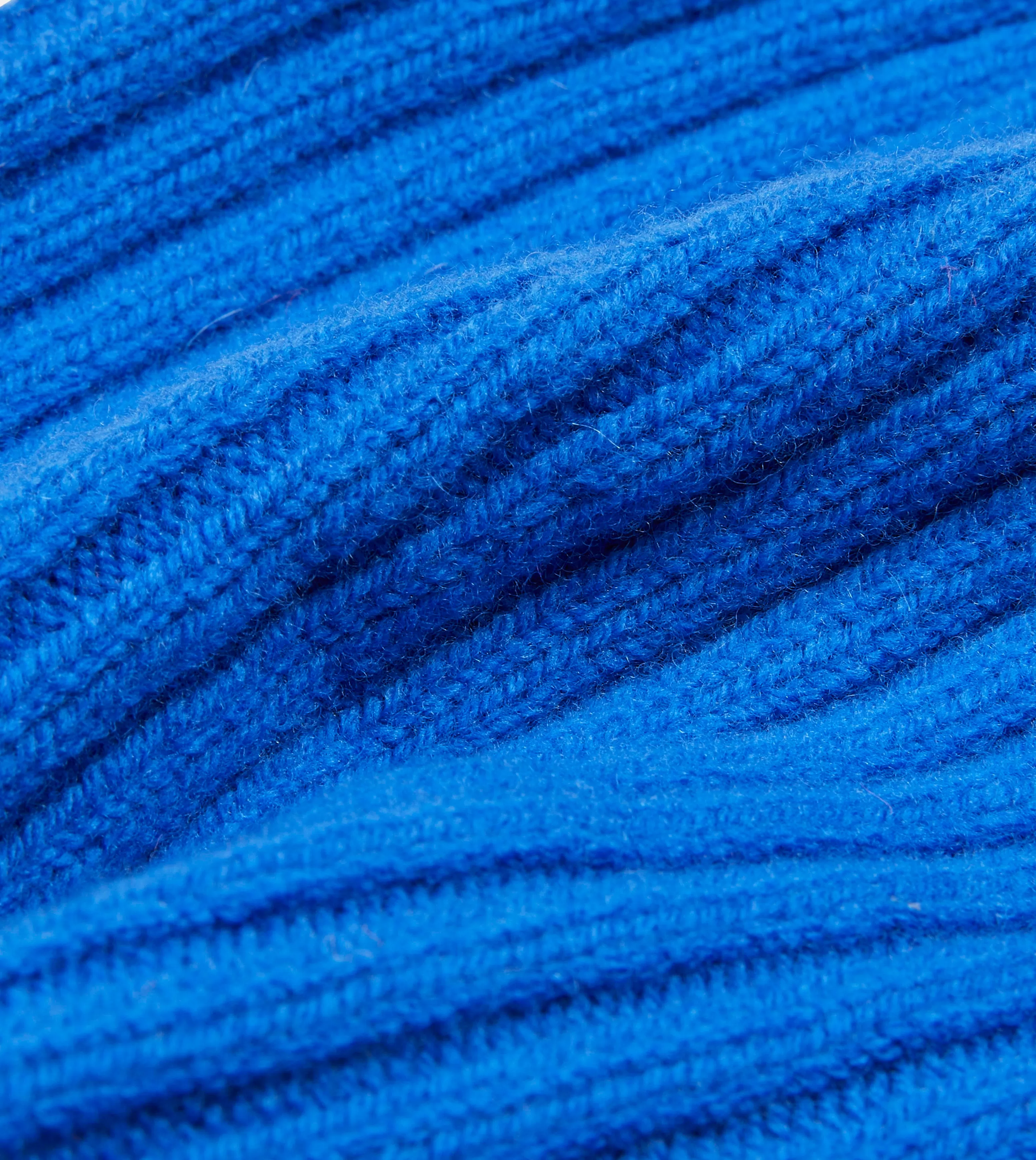 Blue Lambswool Ribbed Knit Cap