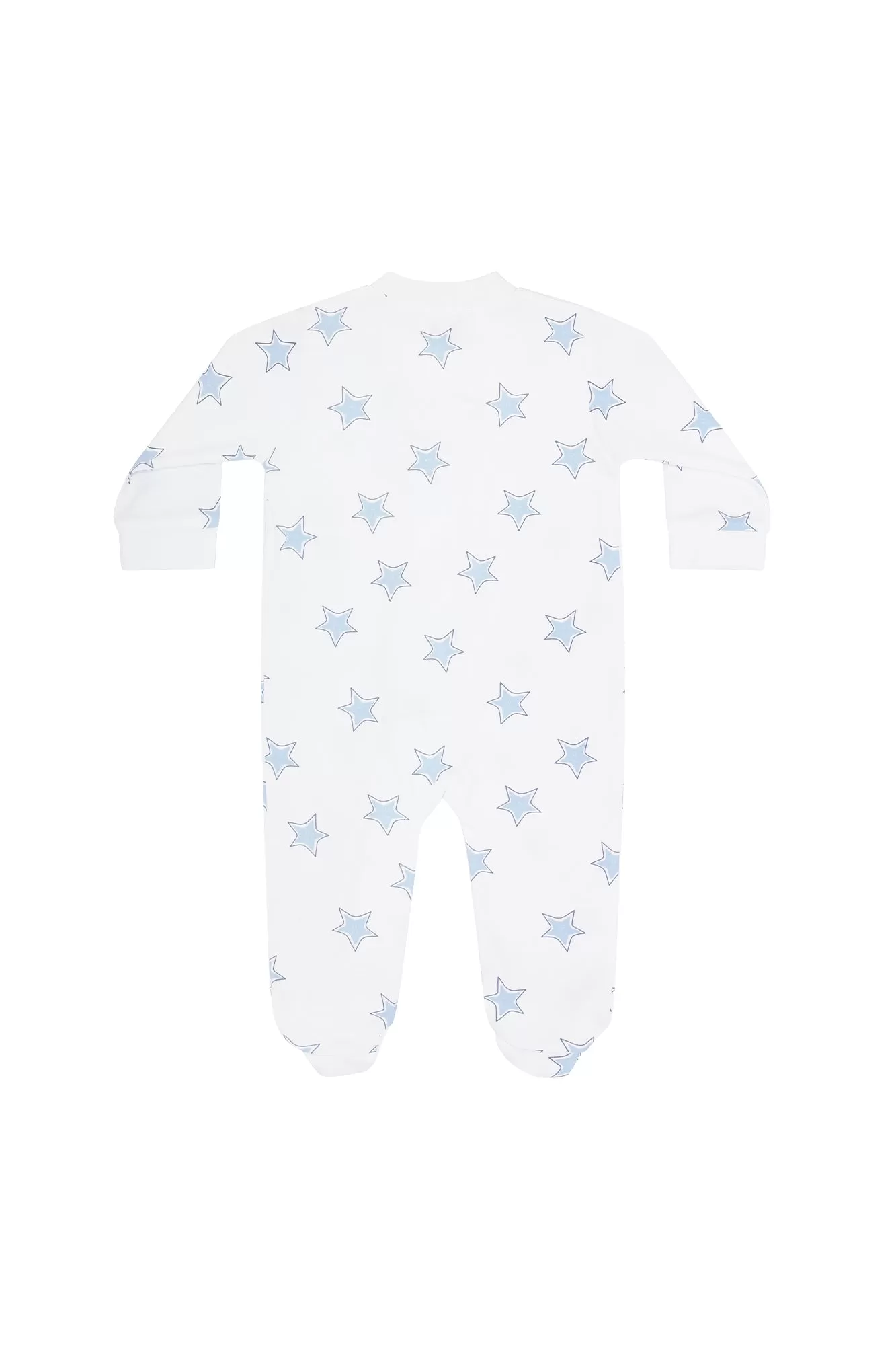 Blue Stars Print Zipper Footie