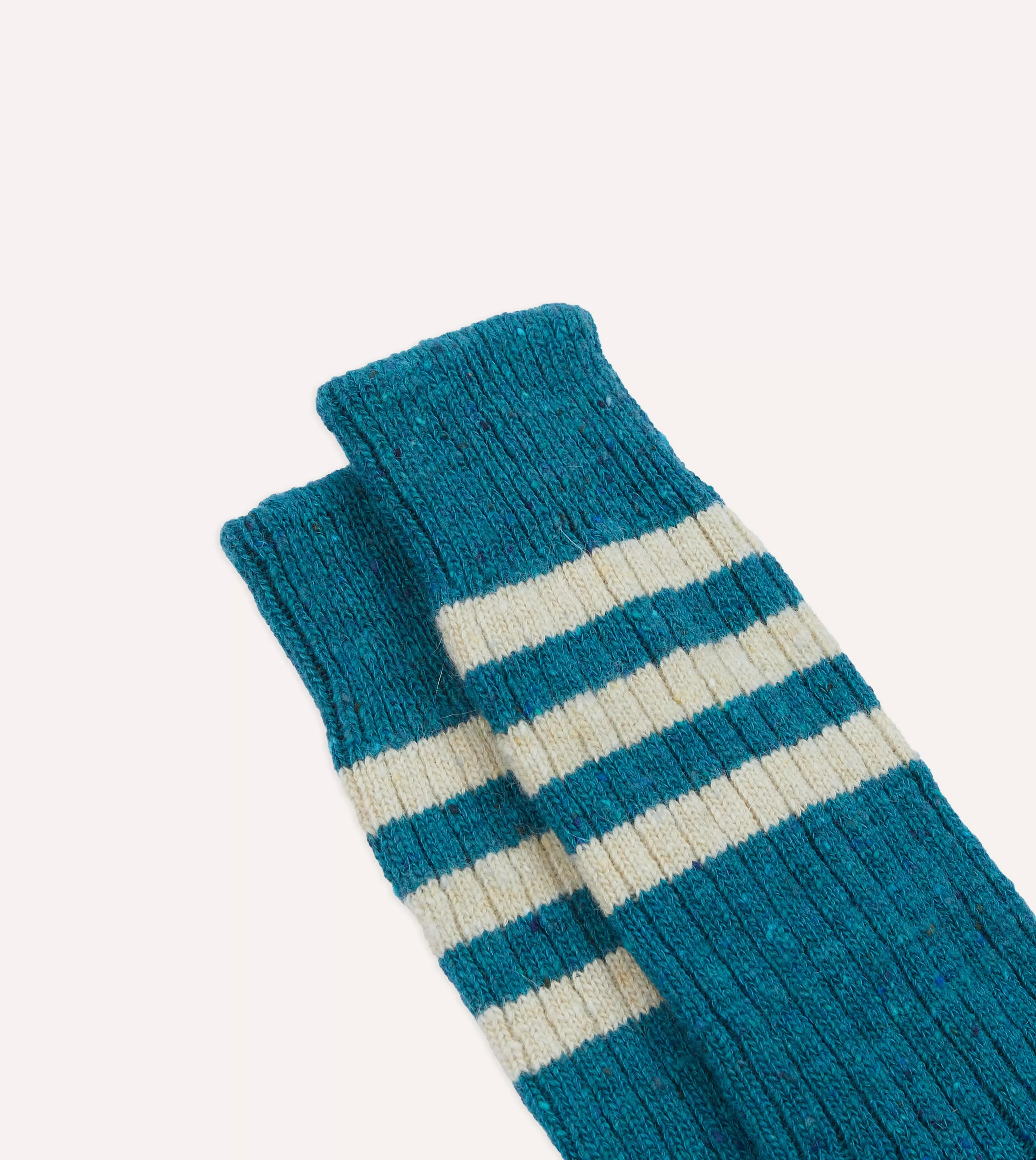 Blue Striped Donegal Wool Socks