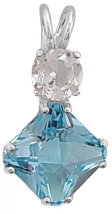 Blue Topaz Mini Magician Stone? with Round Cut White Topaz