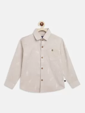 Boys Beige Printed Shirt