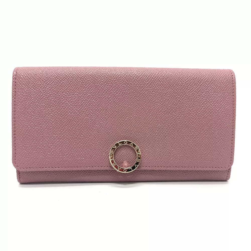 BVLGARI Long Wallet Purse 282869 leather Dusty pink type Bulgari Bulgari Logo clip Women Used Authentic