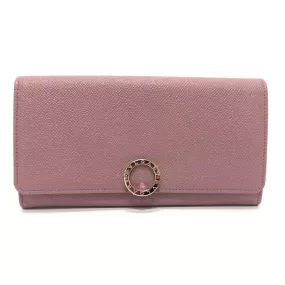 BVLGARI Long Wallet Purse 282869 leather Dusty pink type Bulgari Bulgari Logo clip Women Used Authentic