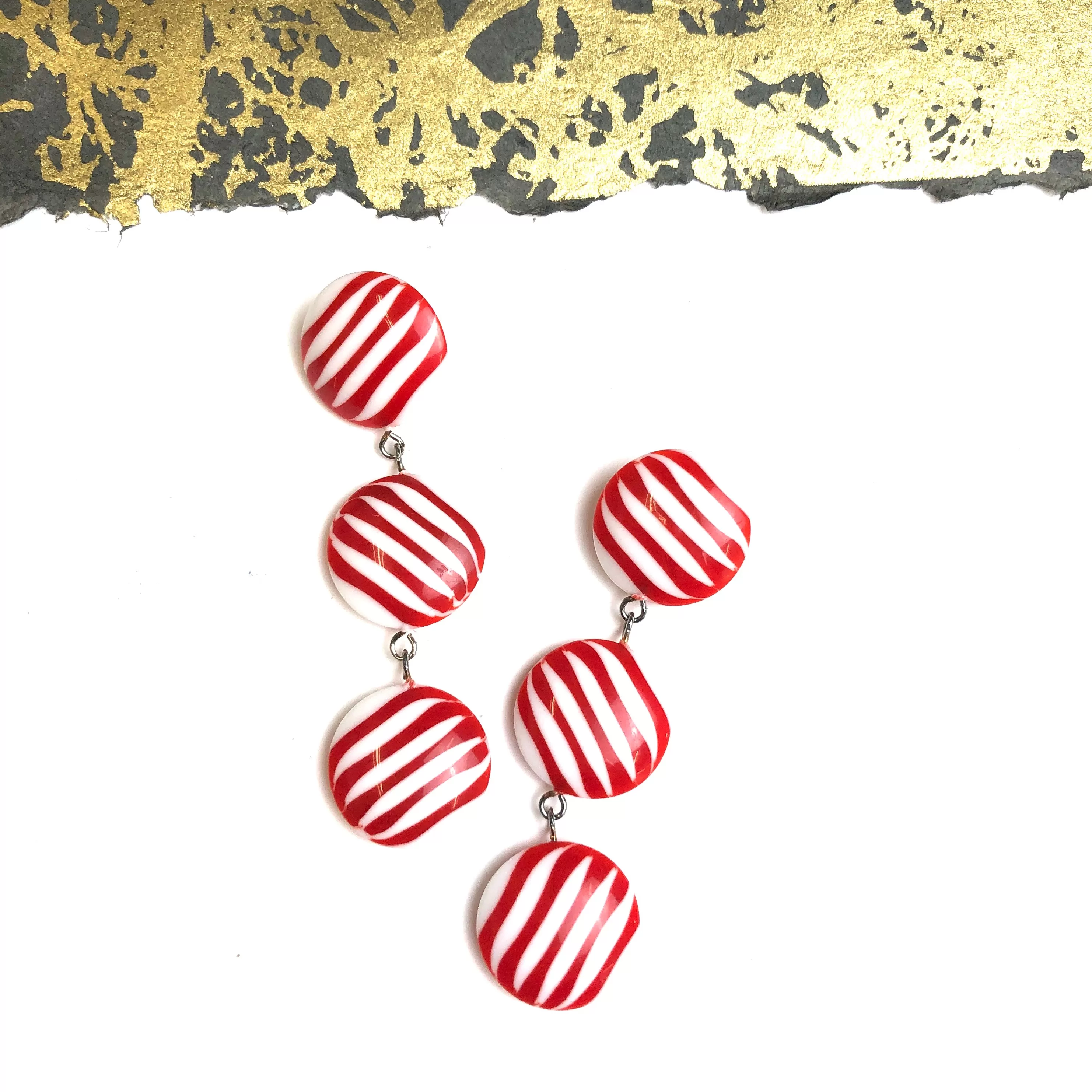 Candy Cane Stripe Tri Dot Earrings