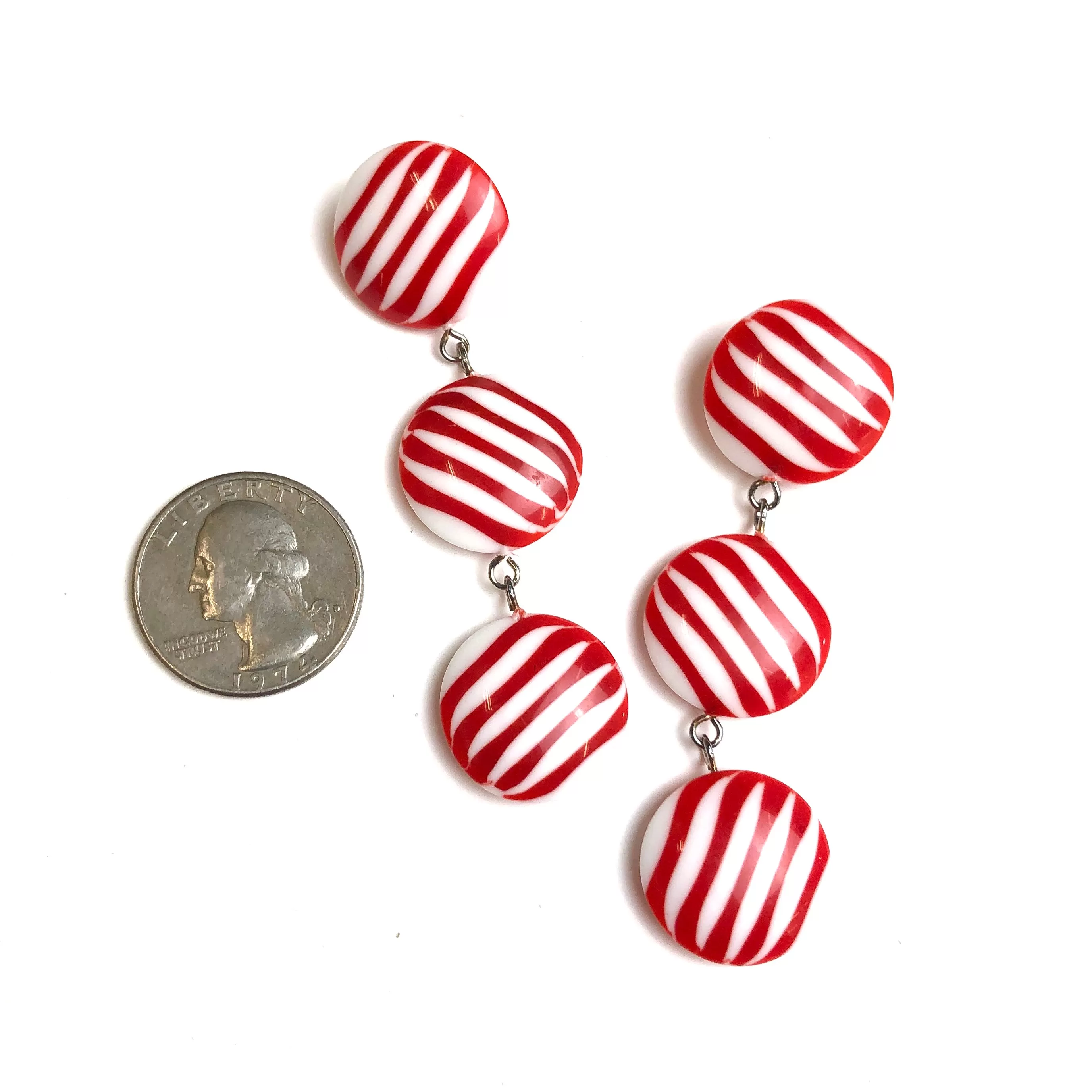 Candy Cane Stripe Tri Dot Earrings