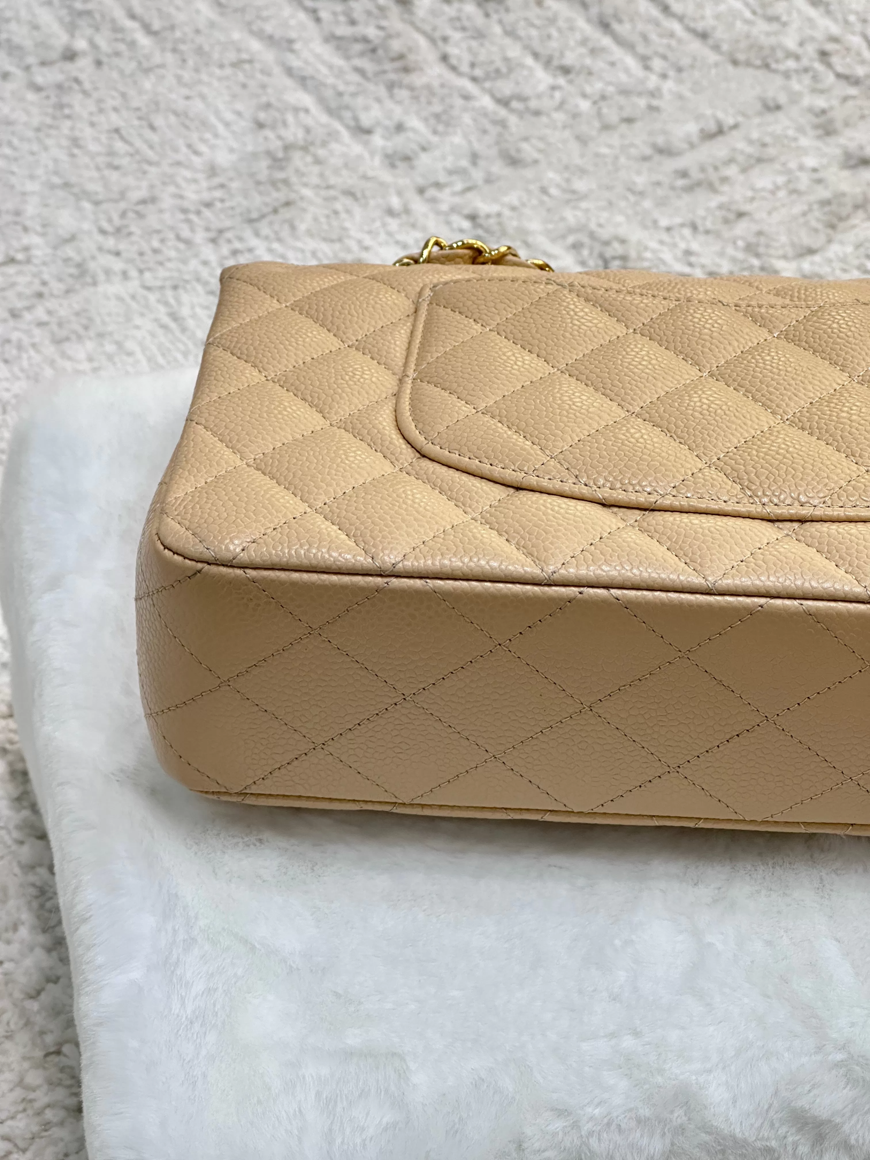 Chanel Medium Caviar Classic Double Flap Bag Beige