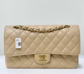 Chanel Medium Caviar Classic Double Flap Bag Beige