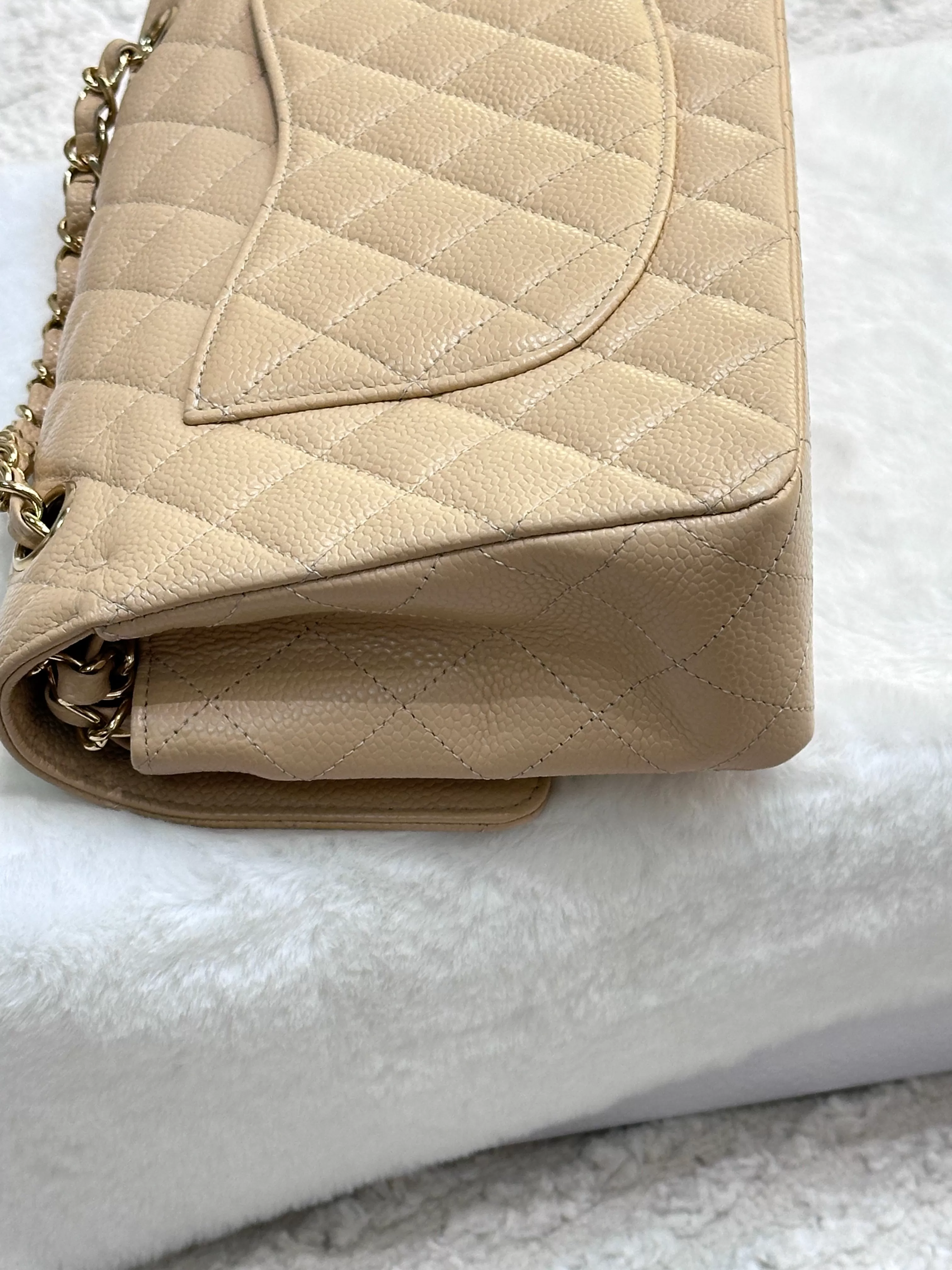 Chanel Medium Caviar Classic Double Flap Bag Beige