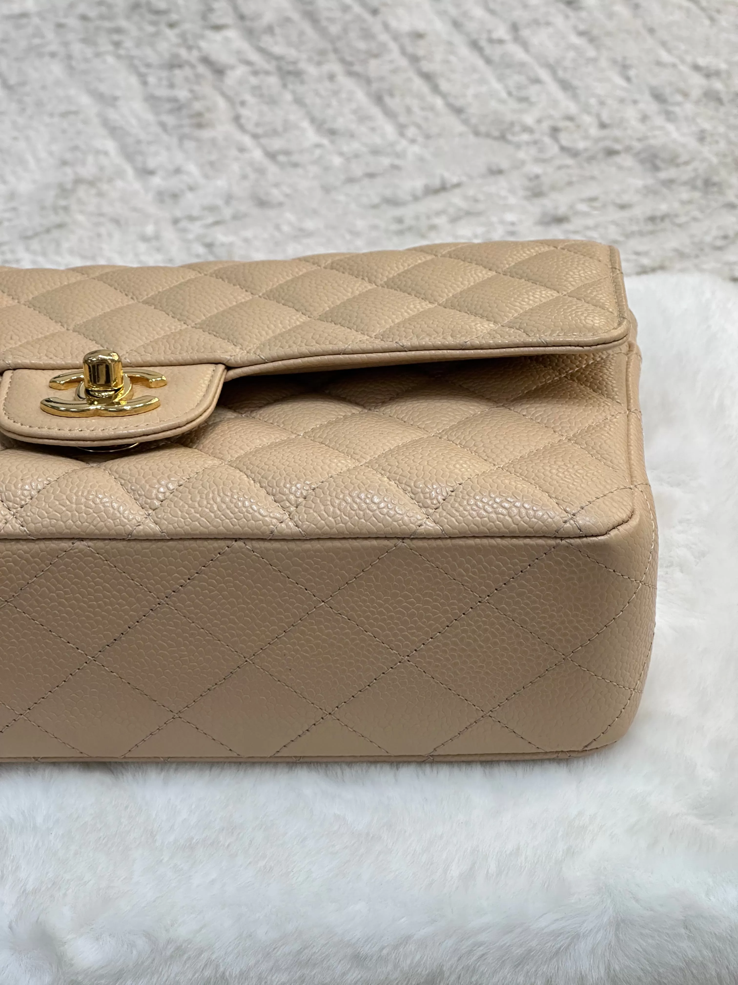 Chanel Medium Caviar Classic Double Flap Bag Beige