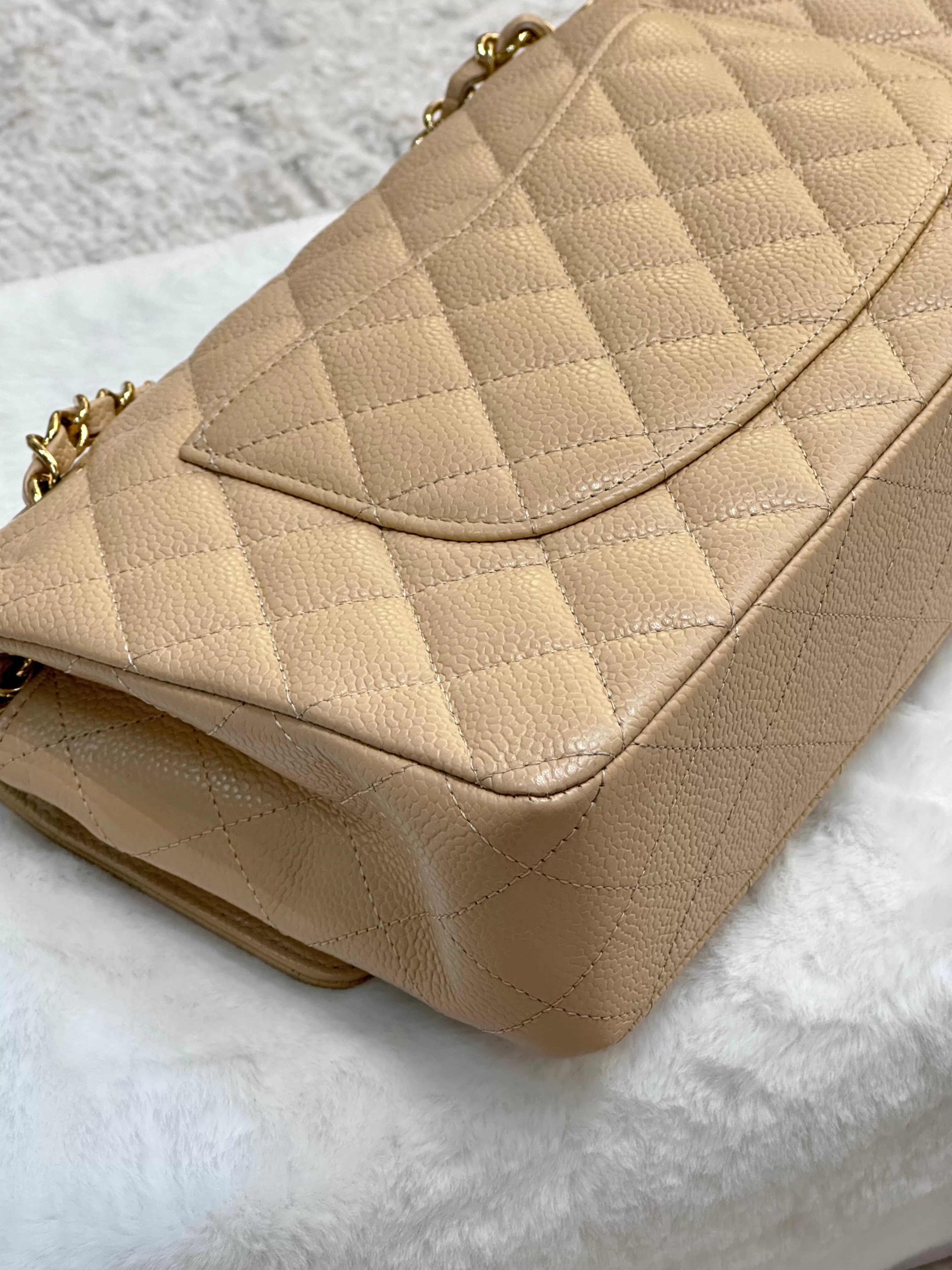 Chanel Medium Caviar Classic Double Flap Bag Beige