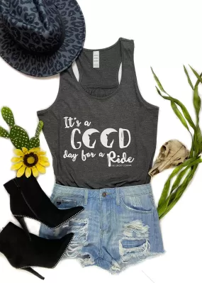 Charcoal Good Day For A Ride Graphic Tank Top