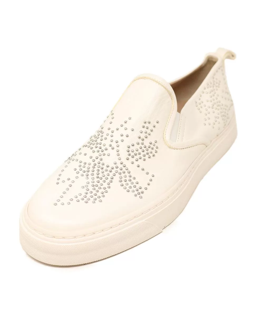 Chloe White Leather & Silver Stud Sneakers sz 8