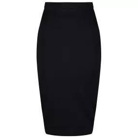 Classic Black Stretch Pencil Bodycon Midi Office Work Skirt