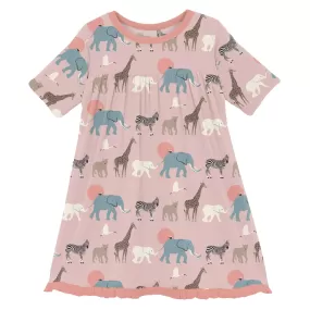 Classic Short Sleeve Swing Dress | Baby Rose Just So Animals