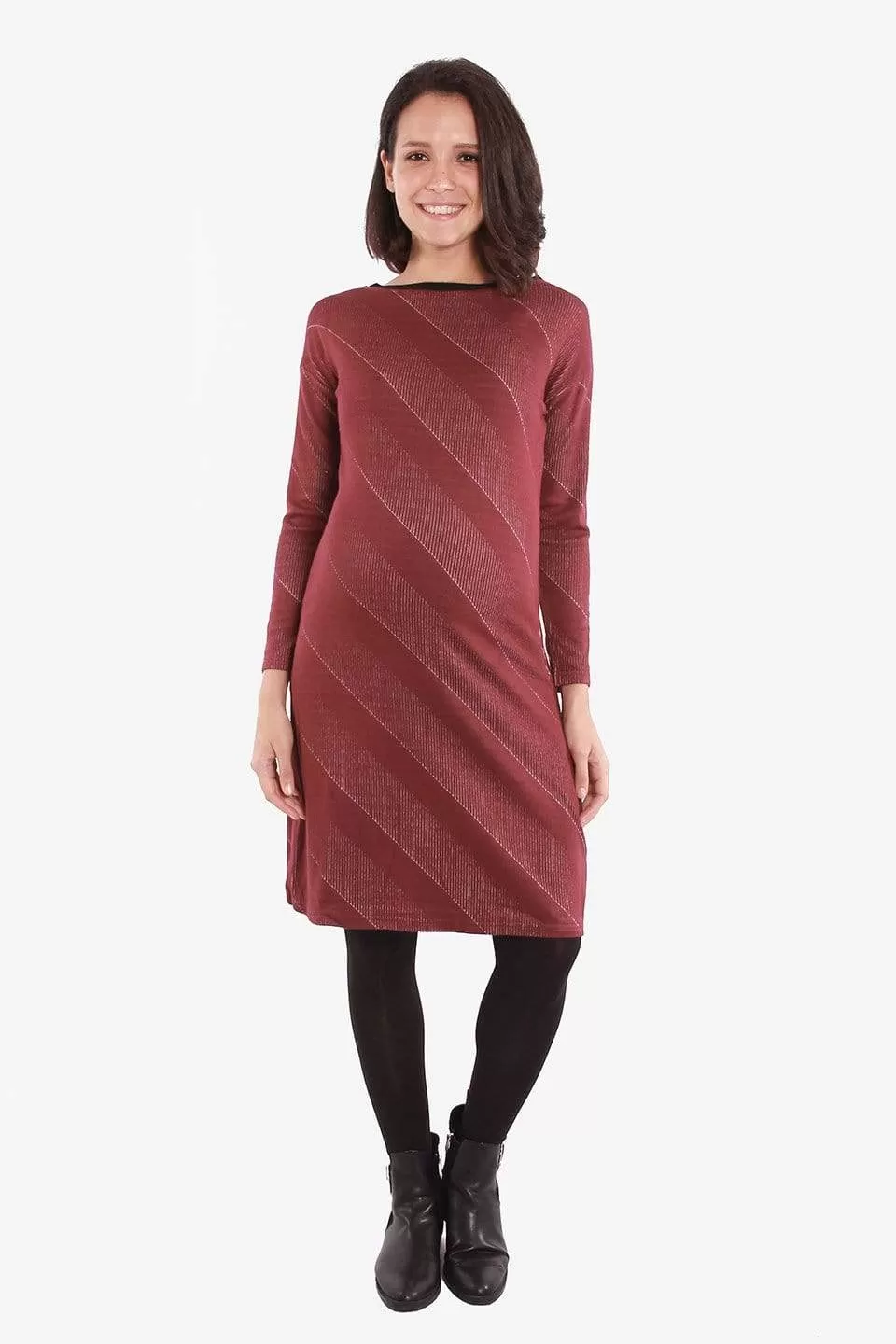 Colette Bateau Neck Dress Maroon | Spring Maternity