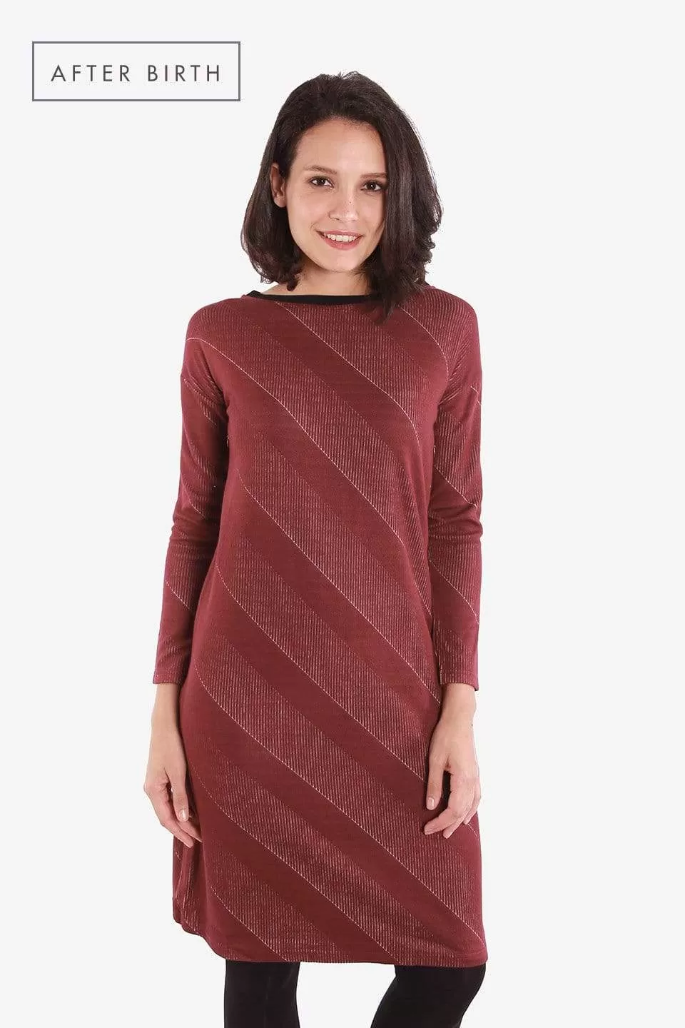 Colette Bateau Neck Dress Maroon | Spring Maternity