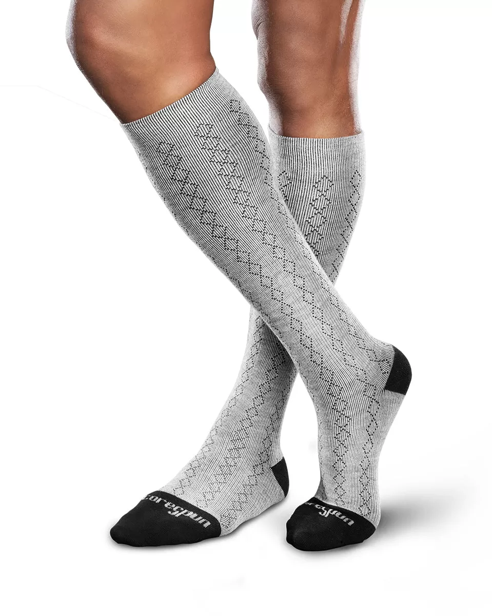 Core-Spun by Therafirm Patterned Classic Diamond Socks for Men & Women 15-20mmHg