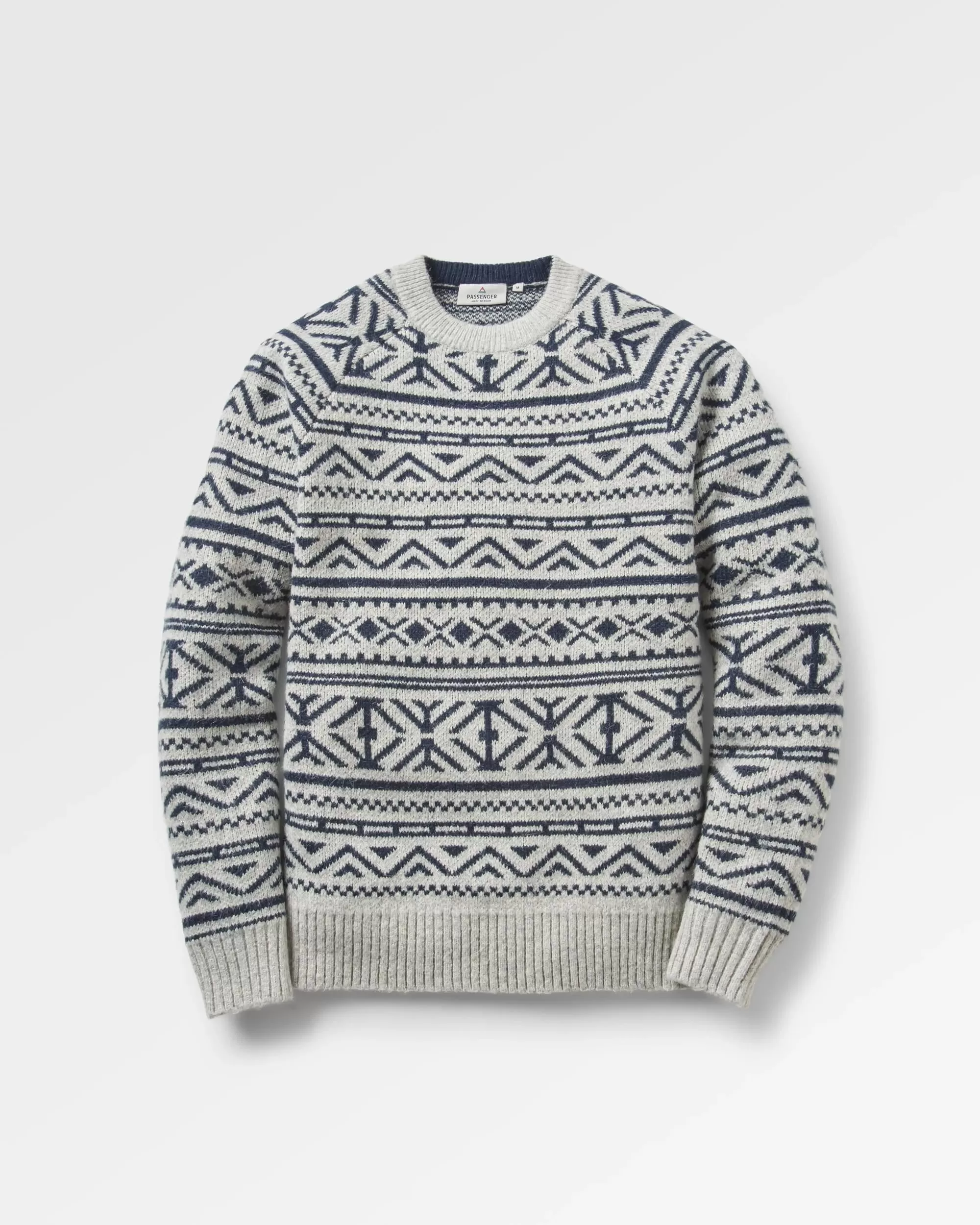 Cutback Fairisle Knitted Jumper - Grey Marl