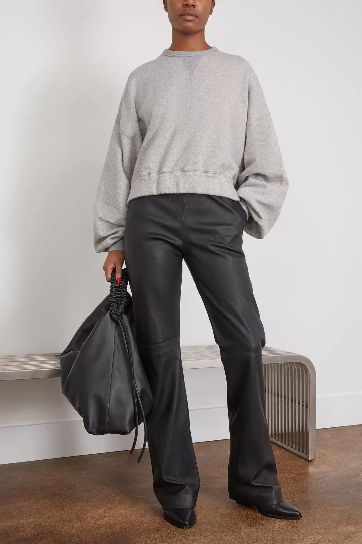 Drawstring Straight Leg Pant in Black