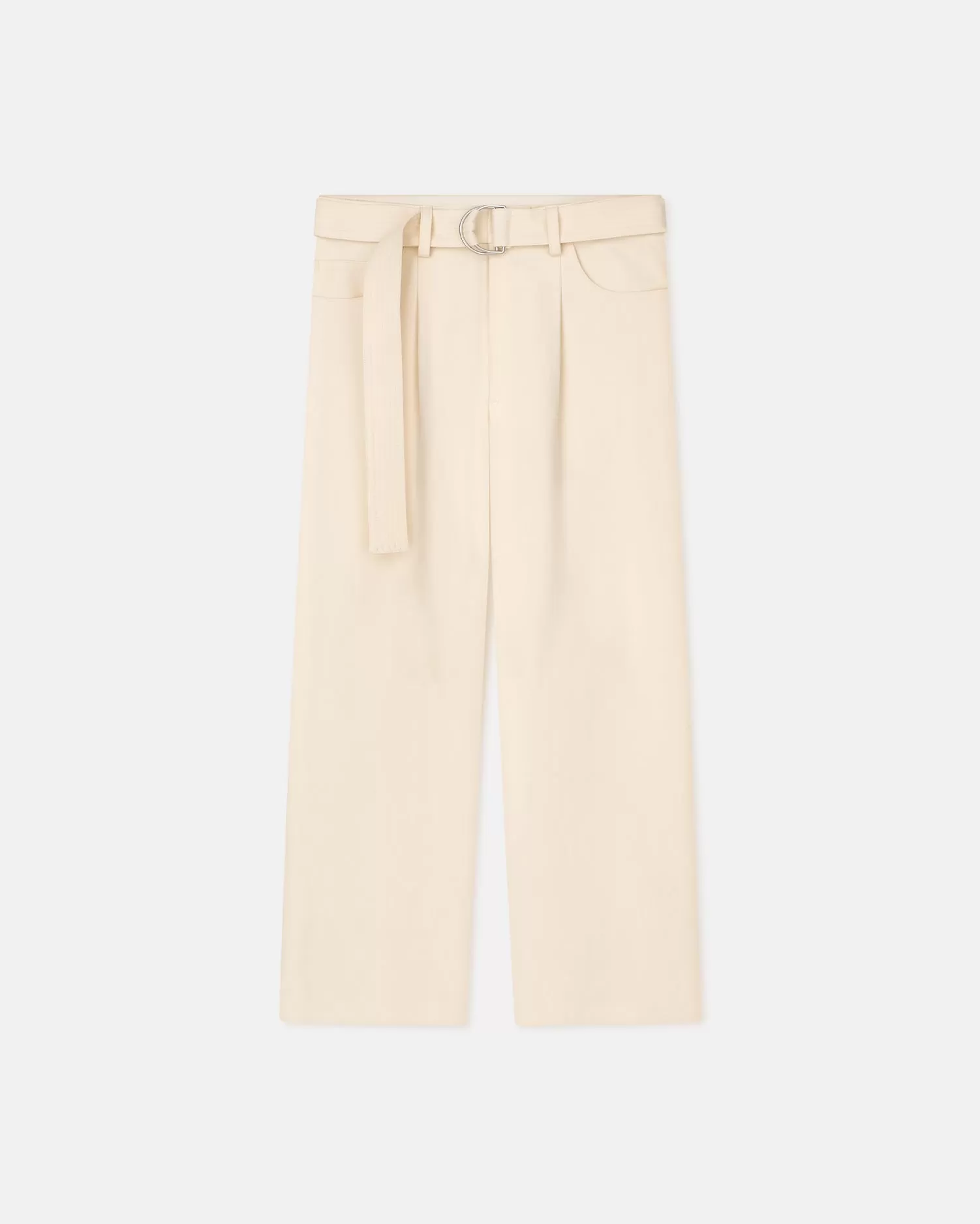 Ferre - Belted Structured Twill Pants - Creme