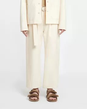 Ferre - Belted Structured Twill Pants - Creme