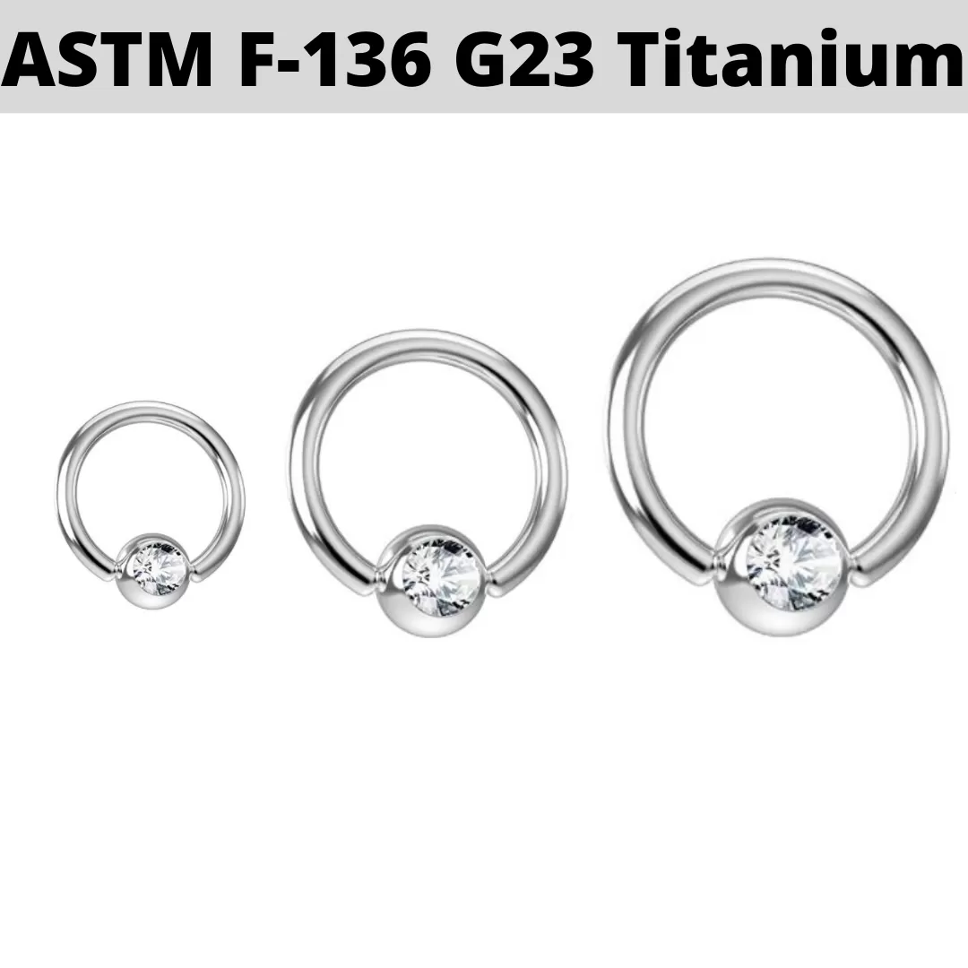 G23 Titanium CZ Gem Captive Ring